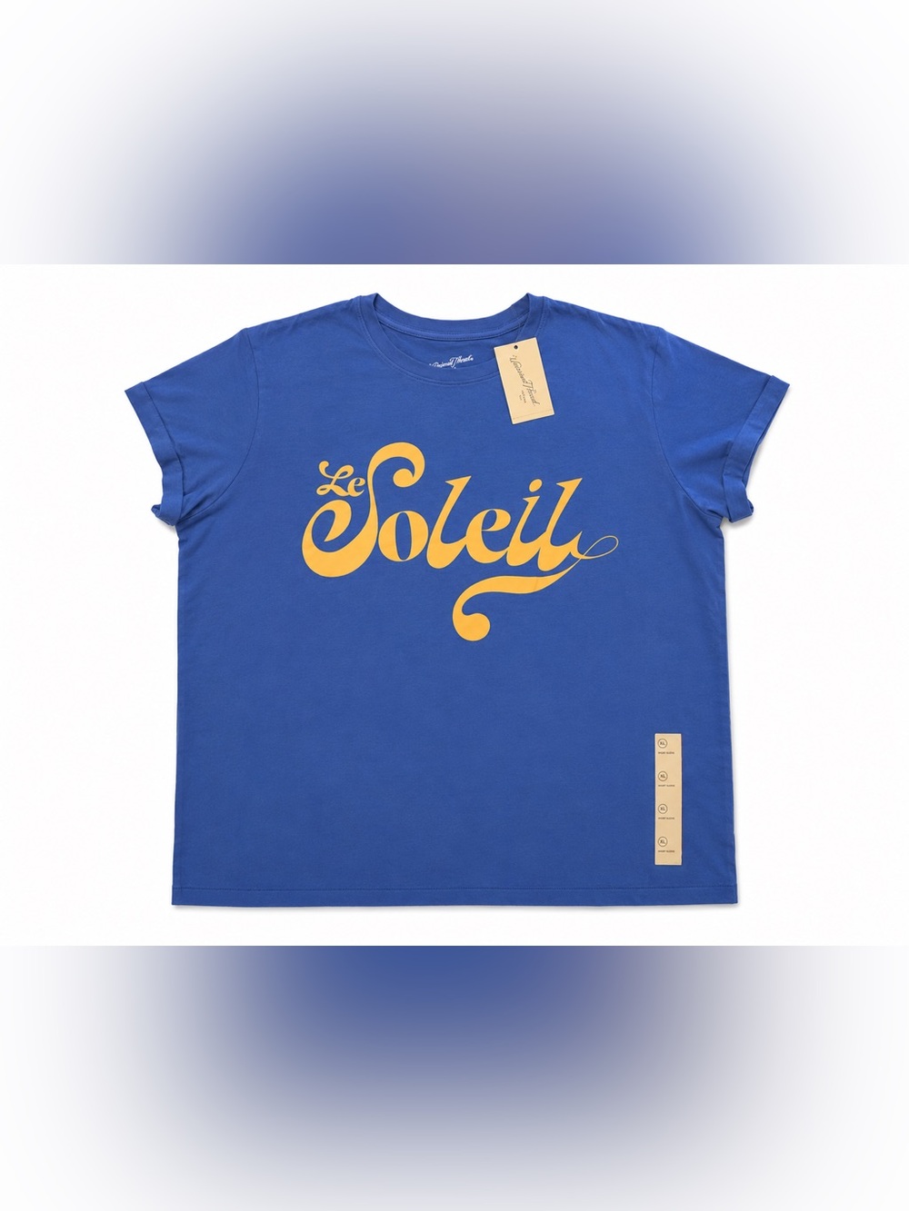 Universal Thread Blue Tee with Yellow 'Le Soleil' Graphic